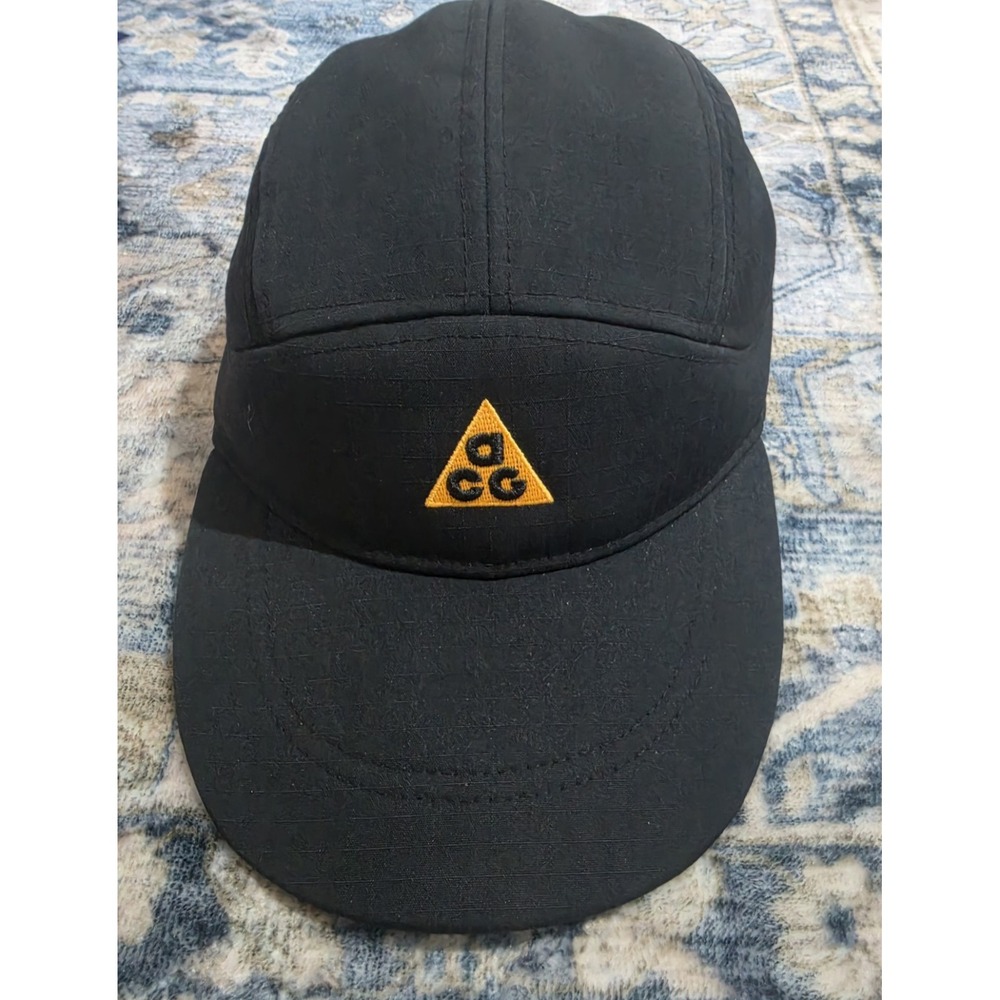 Nike ACG Tailwind 5 Panel Hat Black Nylon Strapback Cap Trail Hike Camp Ripstop
